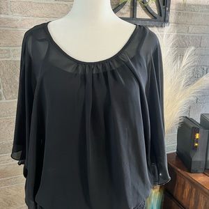 Women’s large black double layered blouse